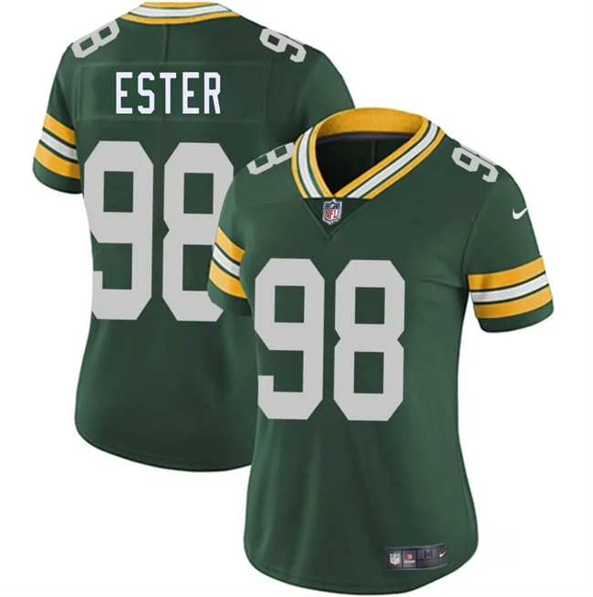 Women's Green Green Bay Packers #98 James Ester 2025 Vapor Untouchable Limited Stitched Jersey(Run Small)